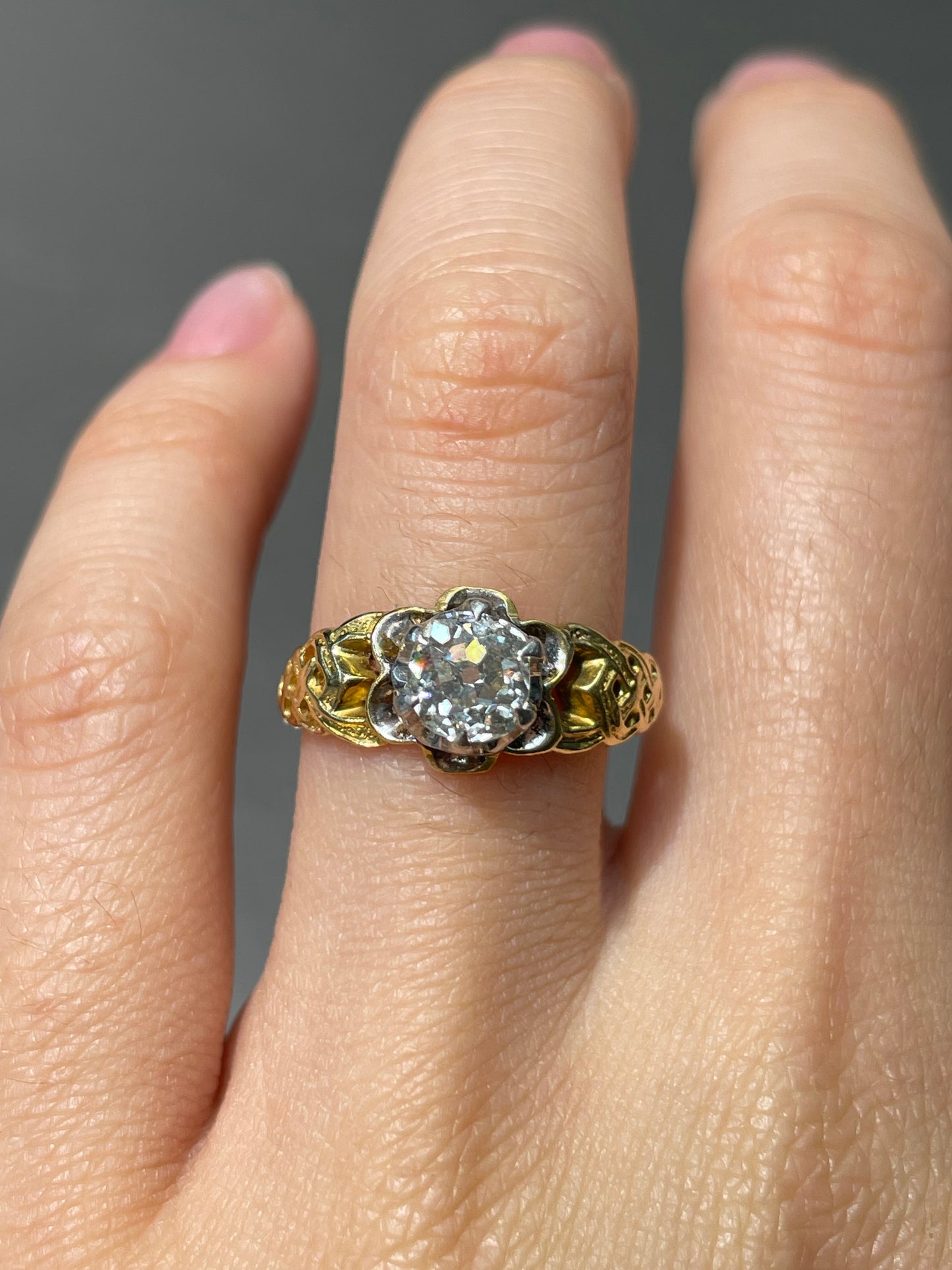 Antique 14K Gold 1.18 CTW Diamond Solitaire Ring