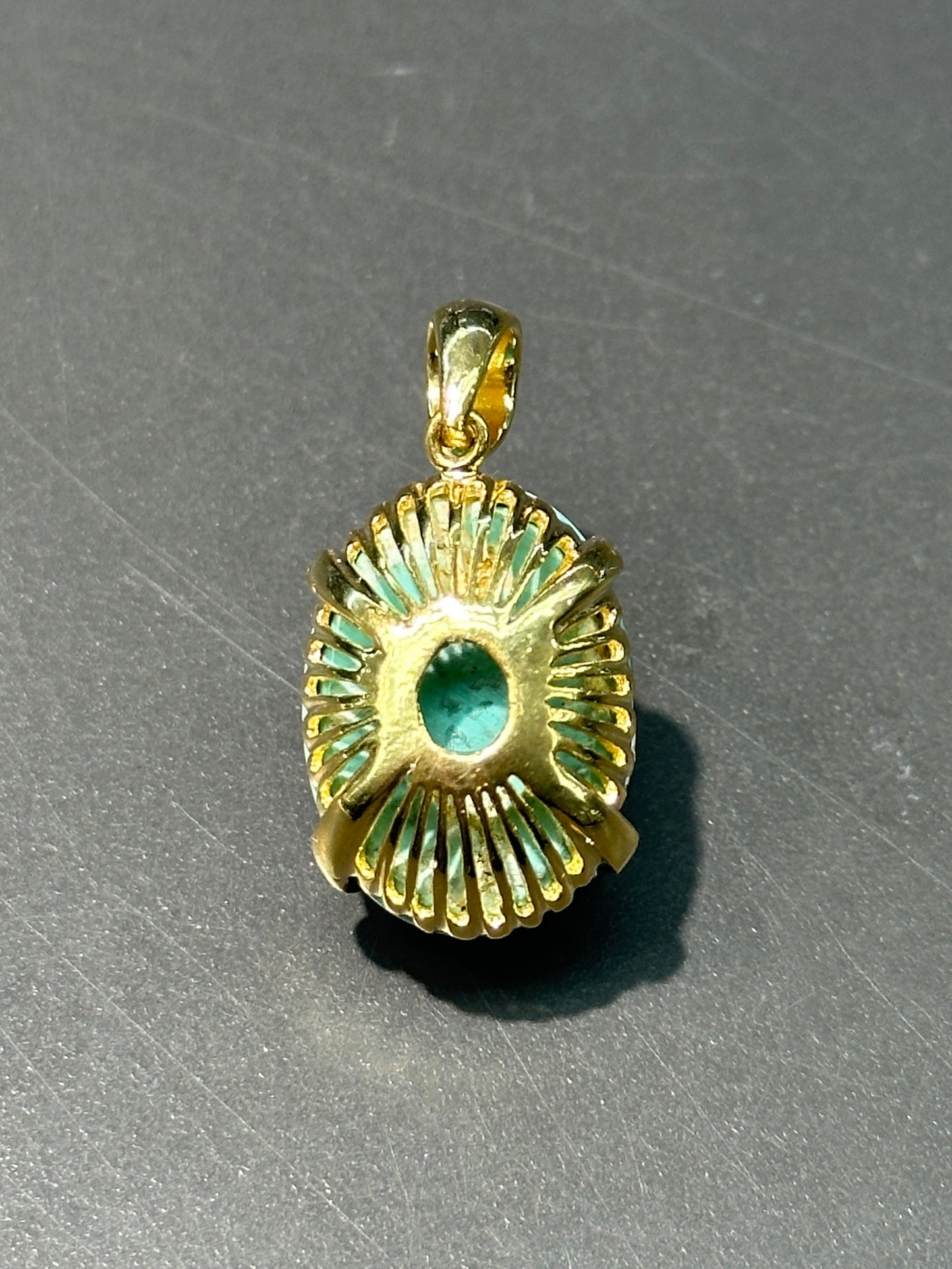 14K 金天然波斯绿松石吊坠
