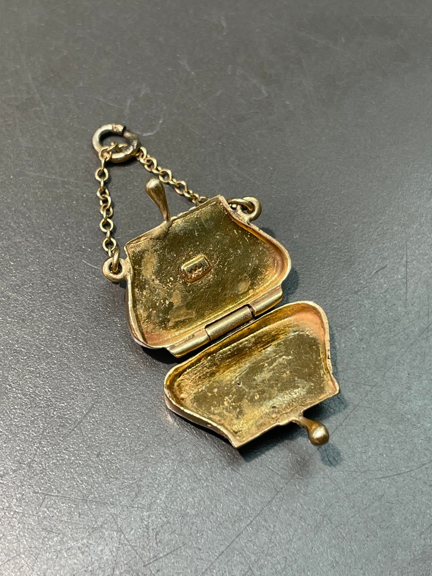Vintage 14K Yellow Gold Articulated Purse Bag Charm Pendant