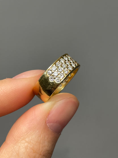 Vintage French 18K Gold 1.35 CTW Pave Set Diamond Ring