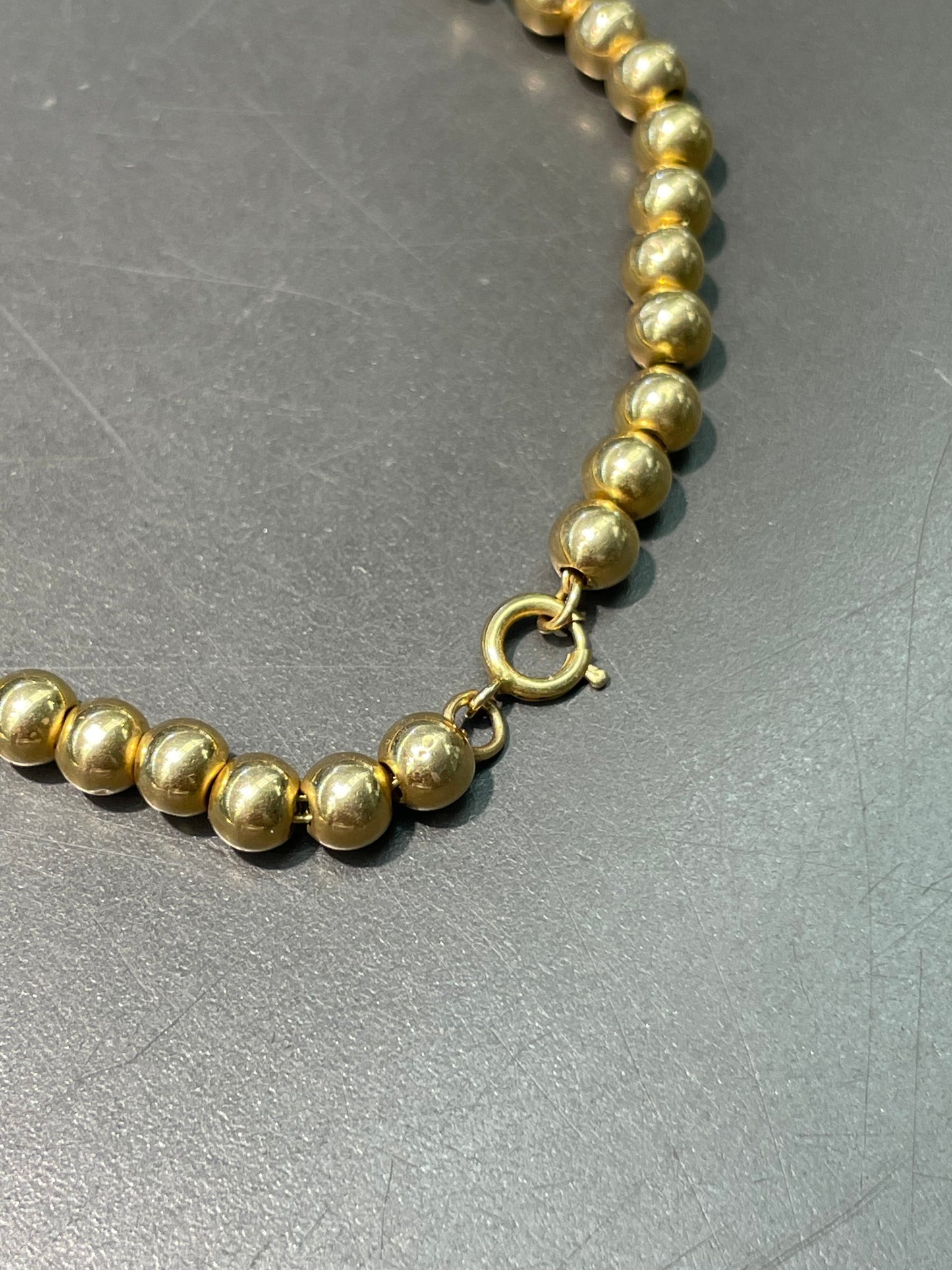 Vintage 14K Yellow Gold 5.0 mm Bead Necklace