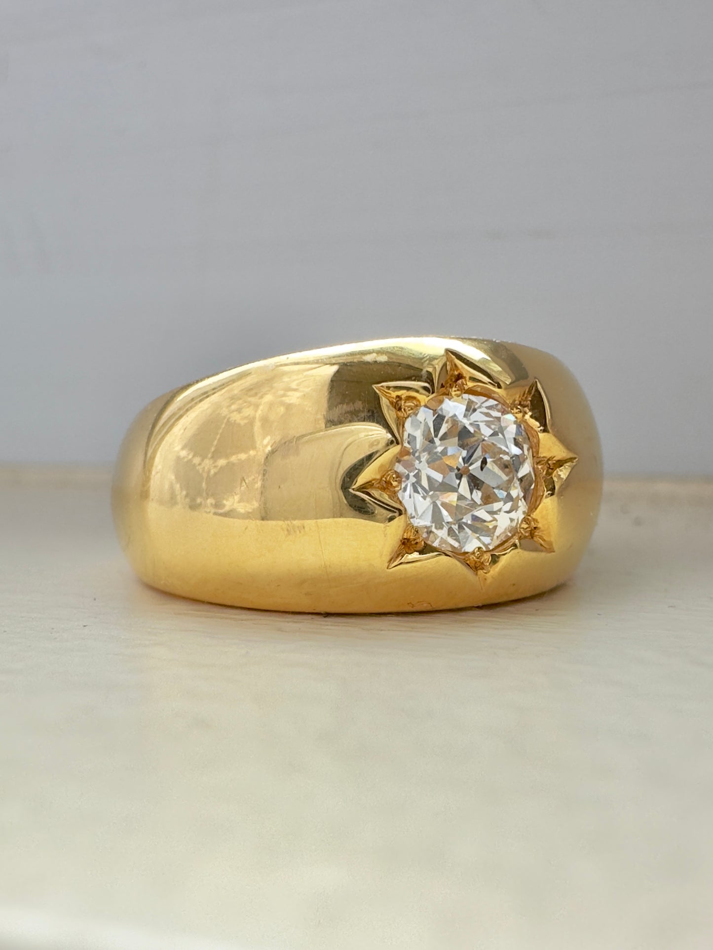 14K Gold Diamond Starburst Ring