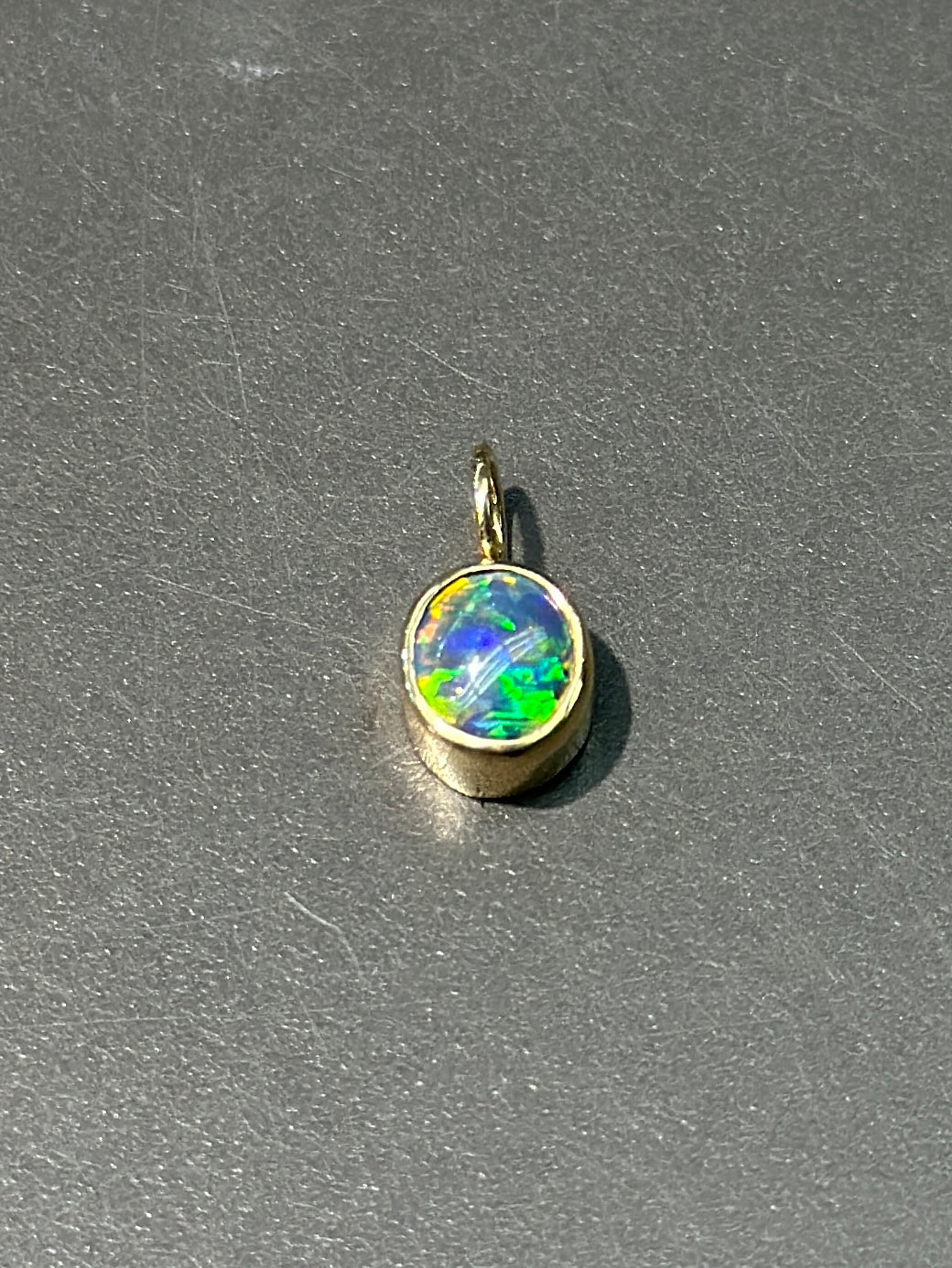 14K Gold Black Opal Charm