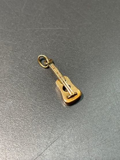 Vintage 14K Yellow Gold Guitar Charm Pendant