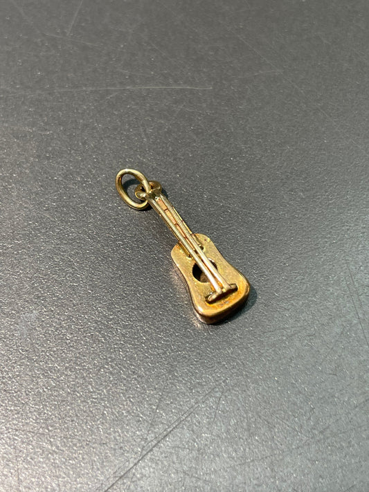 Vintage 14K Yellow Gold Guitar Charm Pendant