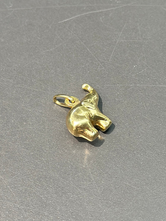 Vintage 14K Gold Hollow Puffy Elephant Charm