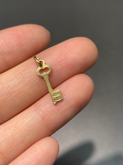 Vintage 18K Gold Mini Key Charm