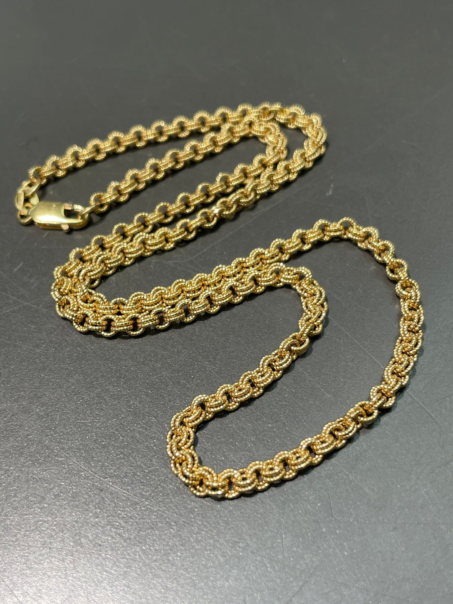 14K Gold 3.5 mm Textured Rollo Necklace