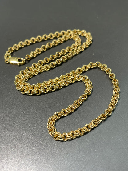 14K Gold 3.5 mm Textured Rollo Necklace