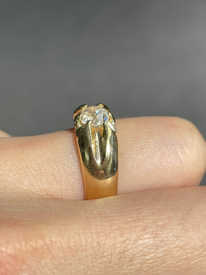 Antique 12K Gold 0.90 CTW Diamond Gypsy Signet Ring