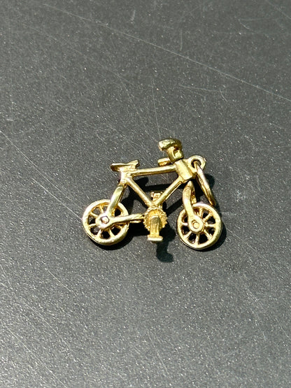 复古 14K 金铰接式自行车吊饰