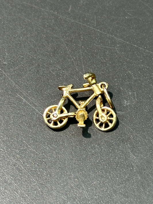 复古 14K 金铰接式自行车吊饰