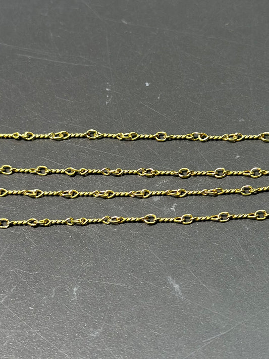 14K Gold Fancy Twisted Link Chain Necklace 20.0 inch