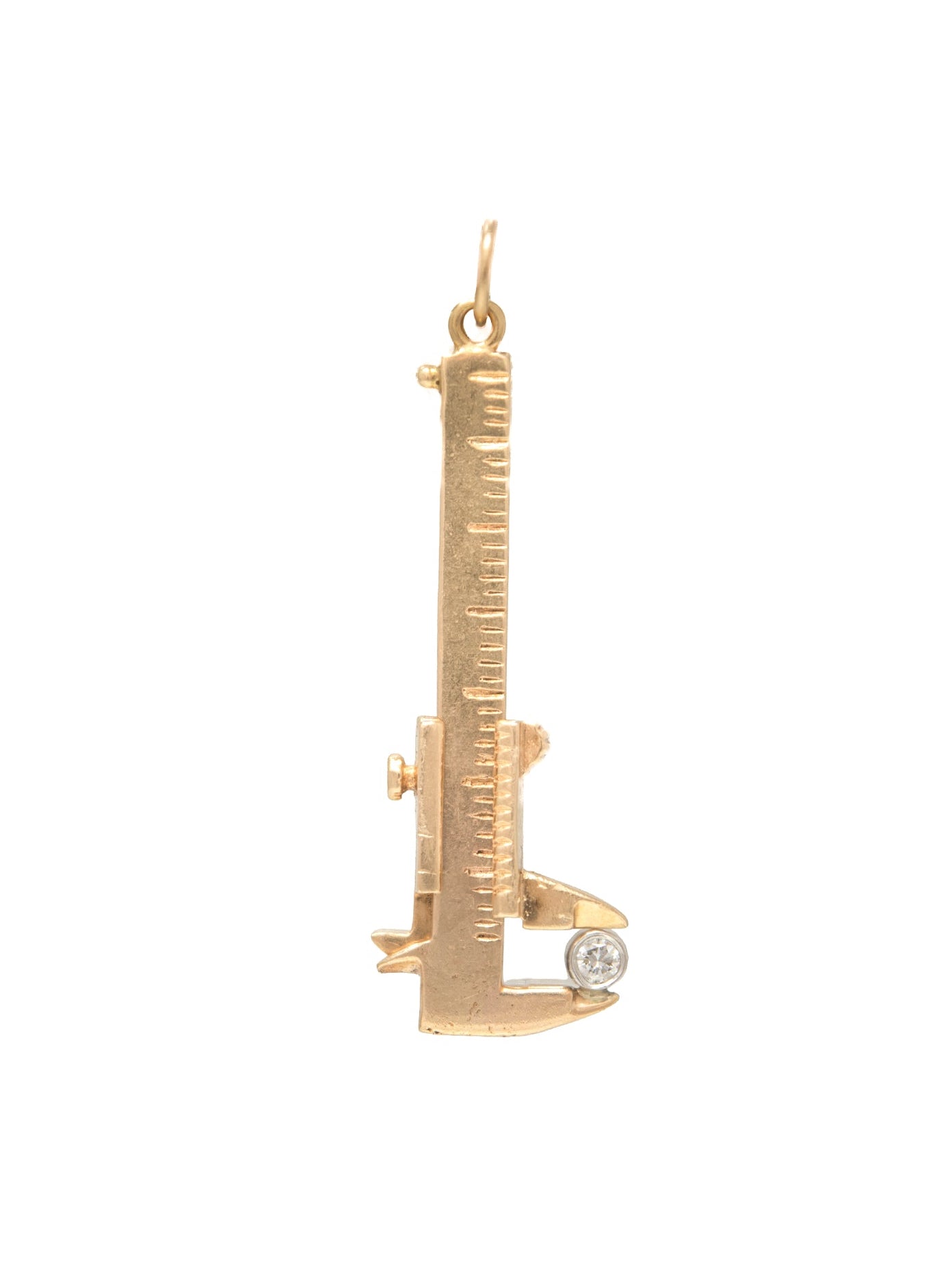 Vintage 14K Gold Diamond Working Caliper Charm