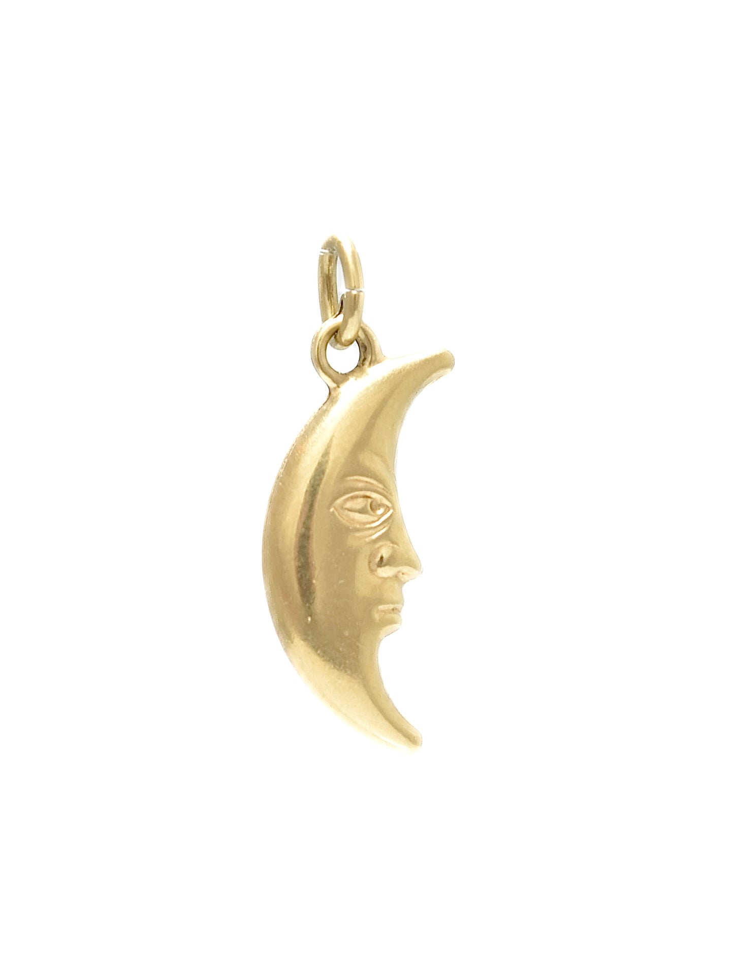 Vintage 14K Gold Puffy Crescent Moon Face Charm