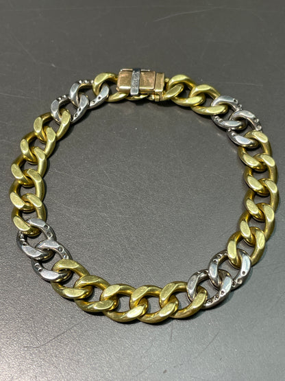 Vintage 18K Gold Diamond Curb Link Chain Bracelet