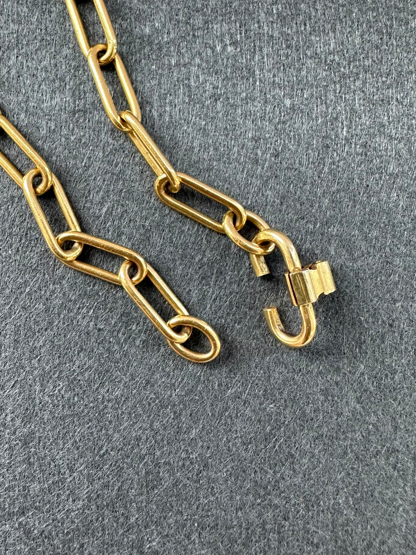 Vintage 18K Gold Solid Paper Clip Chain Bracelet