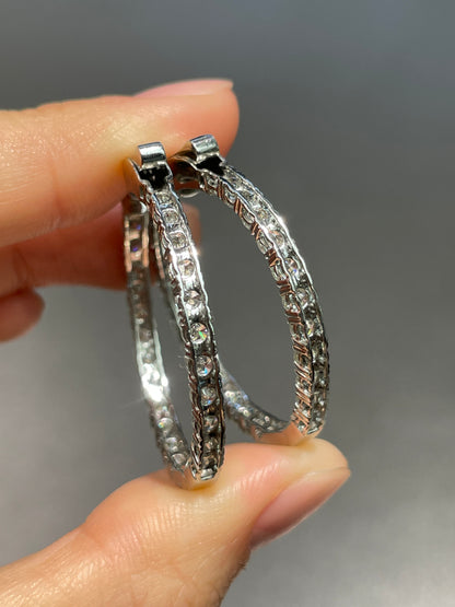 Platinum 4.0 CTW Diamond 30.0 mm Inside Out Hoop Earring