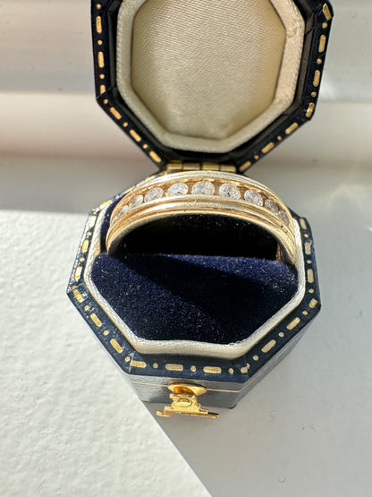 14K 黄金 0.50 CTW 半永恒钻石罗纹戒指