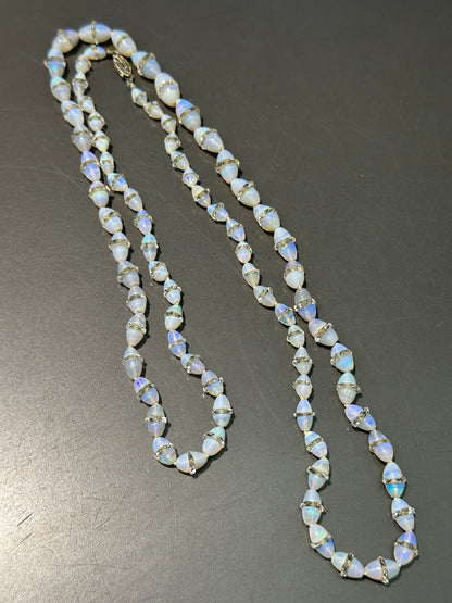 古董 14K 金蛋白石水晶串珠项链