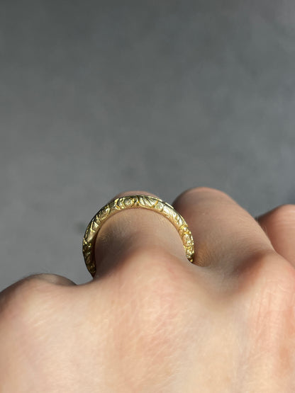 Antique Victorian 14K Gold Etched Scroll Motif Split Band Ring
