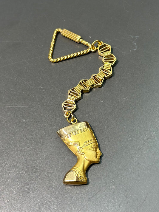 Vintage Egyptian 18K Gold Queen Nefertiti Key Chain