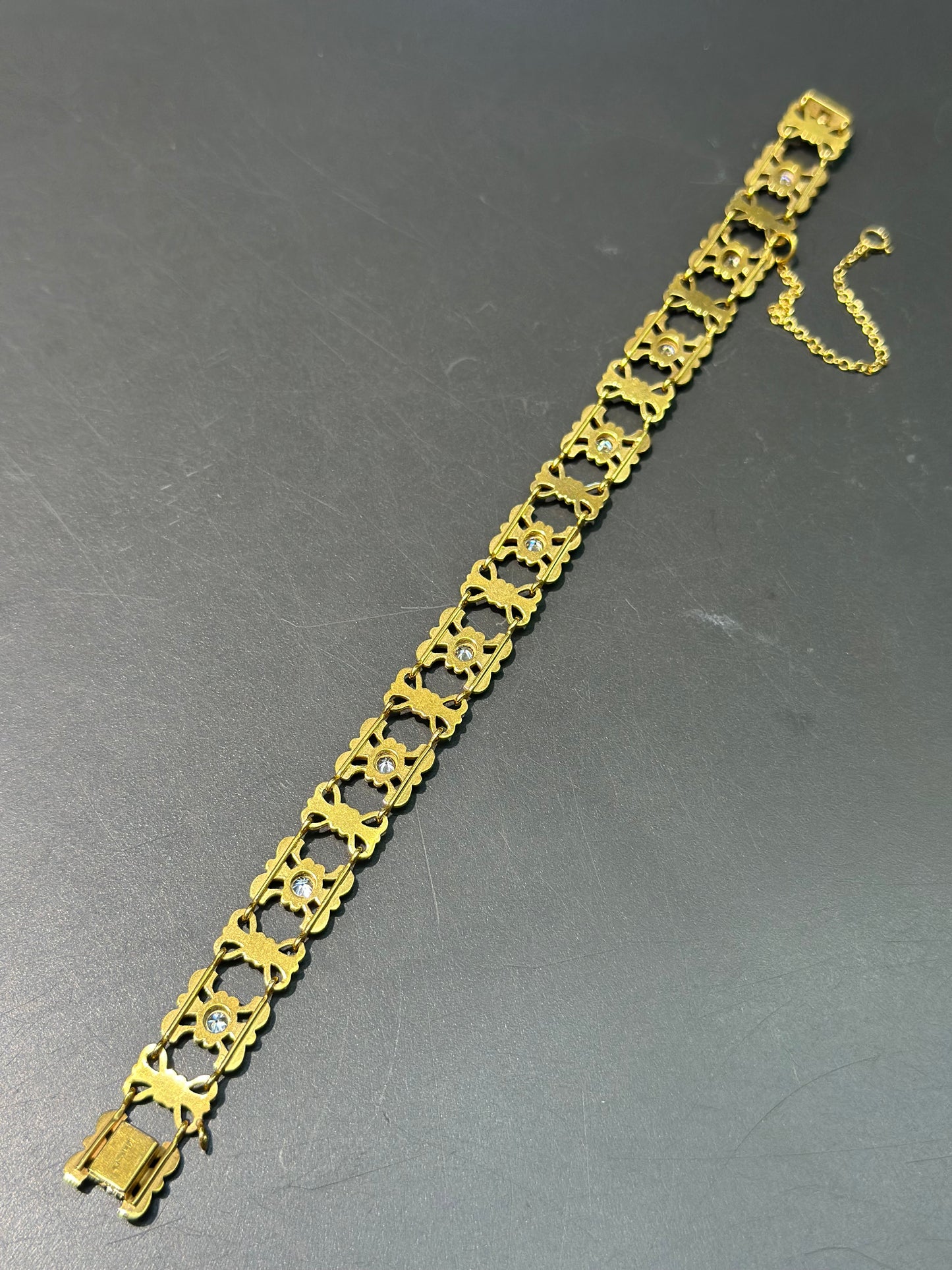 Art Nouveau 14K Gold Two Tone Diamond Motif Bracelet