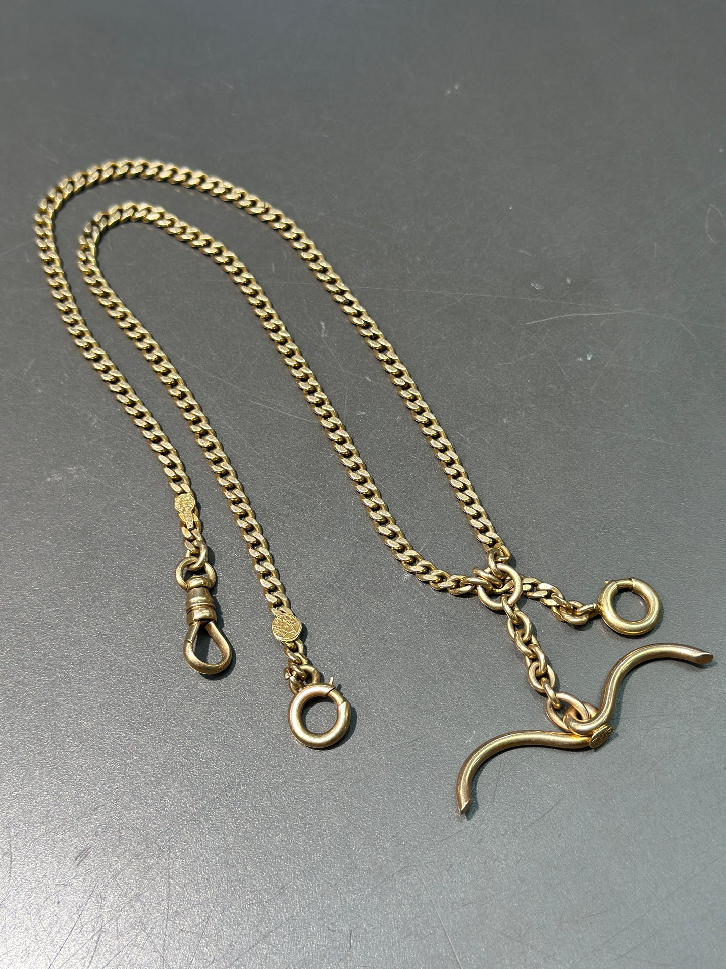 Chaîne de montre Albert Chain à maillons trottoir vintage 14K 19,5 »