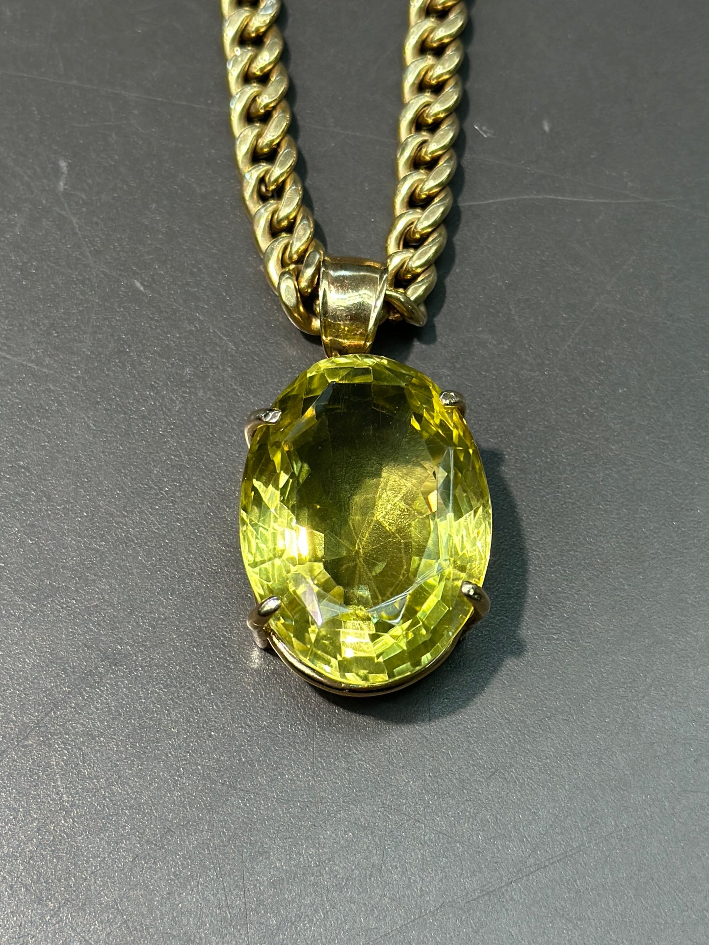14K 金大黄水晶吊坠