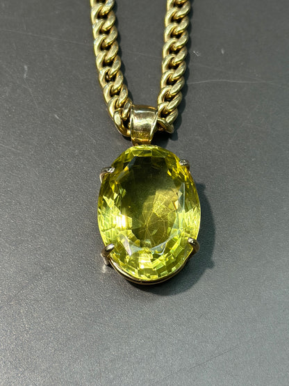 14K 金大黄水晶吊坠