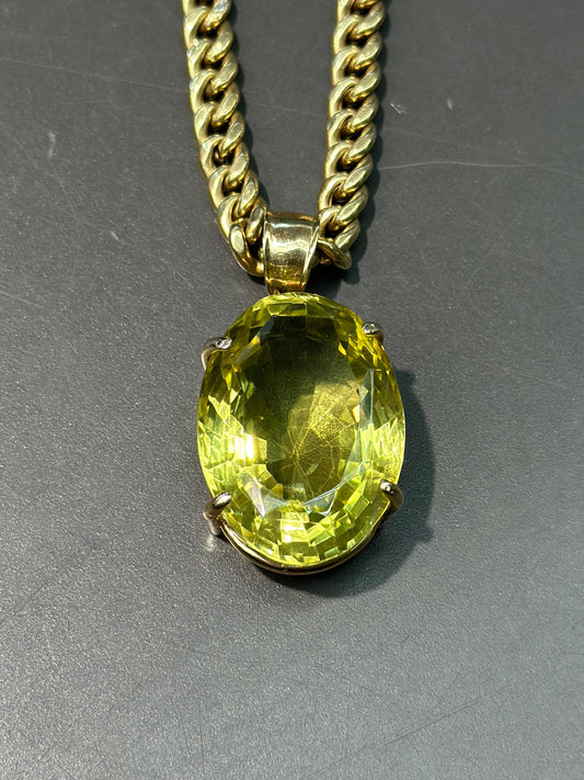 14K 金大黄水晶吊坠