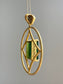 18K Gold Elongated Green Tourmaline Diamond Pendant