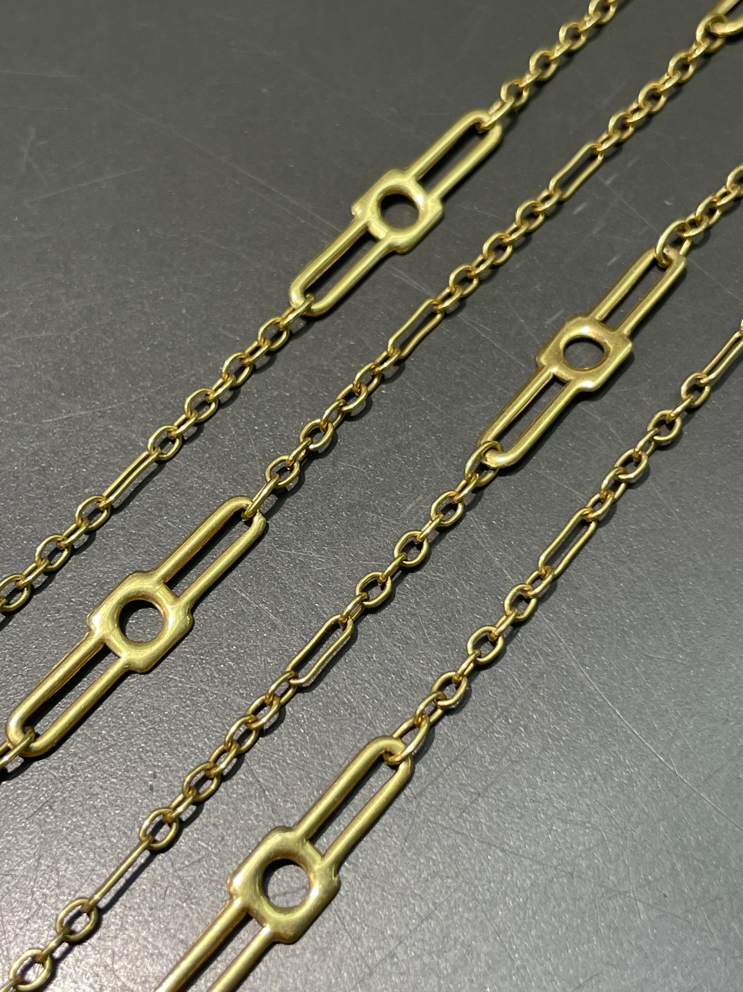 Vintage 18K Gold Geometric Station Chain Necklace