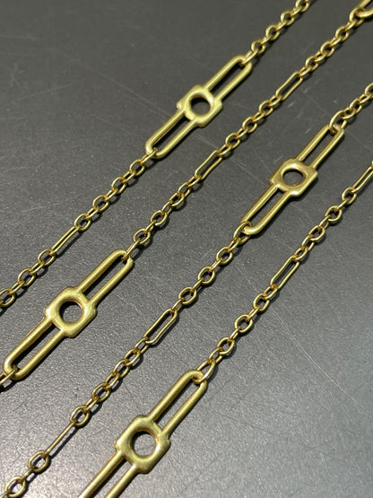 Vintage 18K Gold Geometric Station Chain Necklace