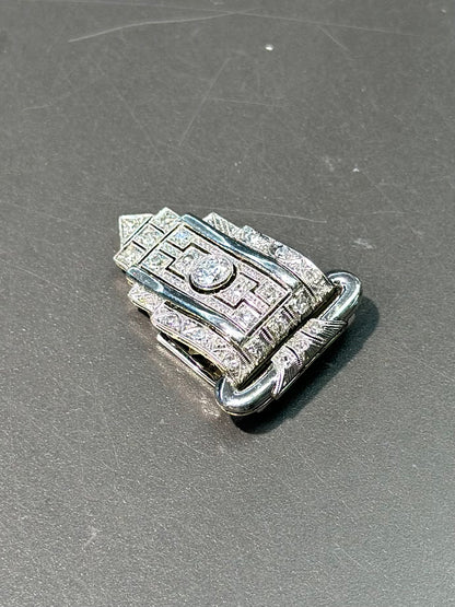 装饰艺术 18K 金钻石礼服夹式胸针