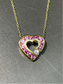 Charles Krypell 18K Gold Pink Sapphire Diamond Heart Slide Pendant