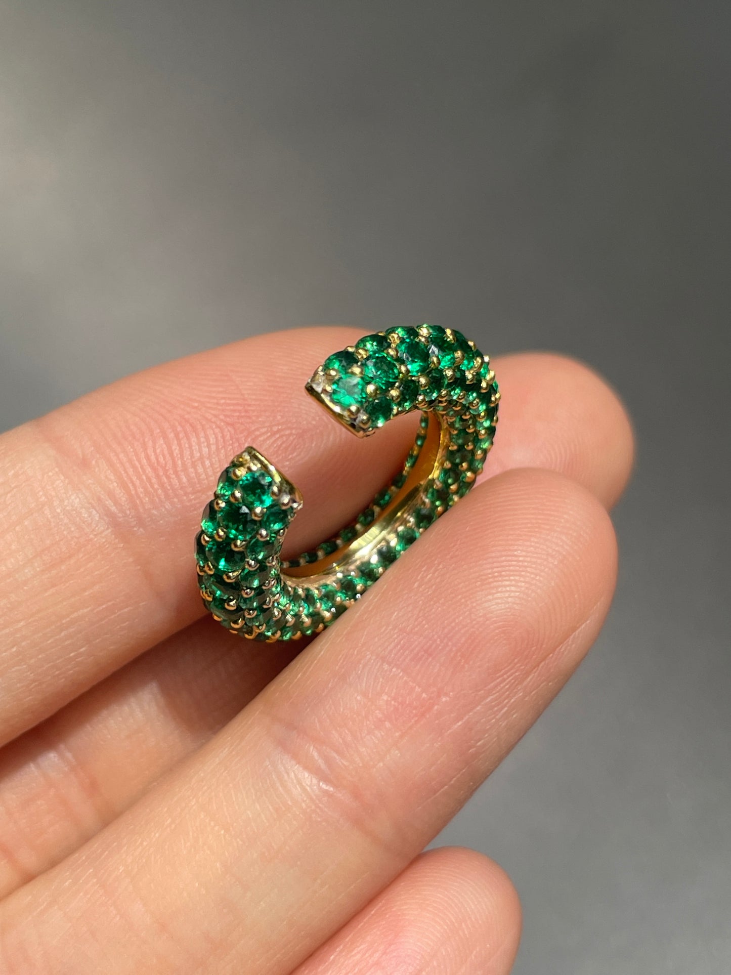 14K Gold Tsavorite Garnet Ear Cuff Earring