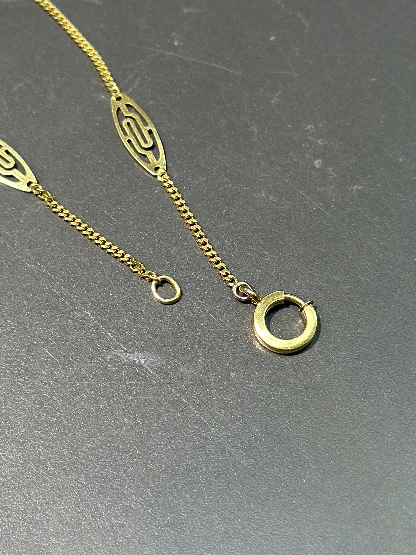 复古 14K 金花丝链项链
