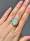 14K Gold Opal Diamond Halo Ring SZ 6.5