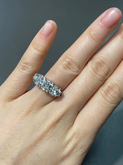 Antique 18K Yellow Gold Topped Platinum 2.62 CTW Four Stone Diamond Ring