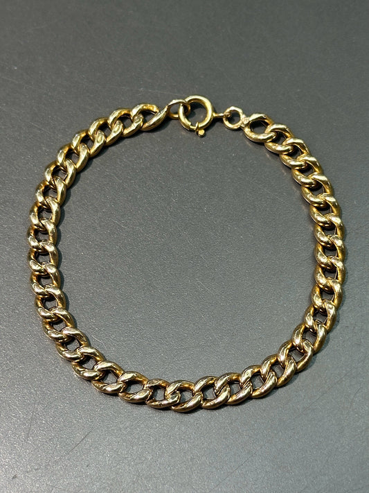 Vintage Portuguese 19K Yellow Gold Curb Link Bracelet