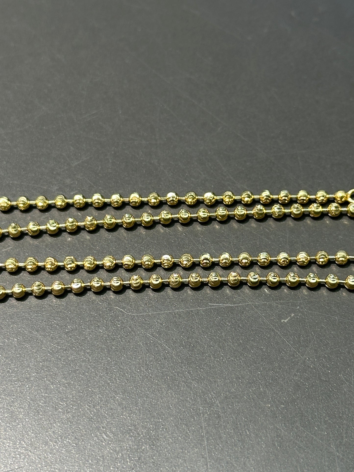 14K 金刻面平珠链项链 20.0 英寸