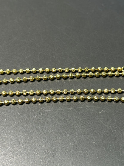 14K 金刻面平珠链项链 20.0 英寸