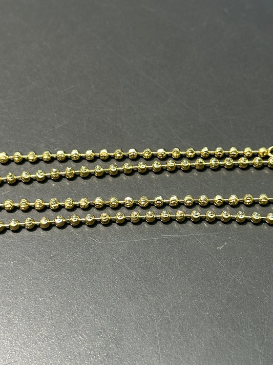 14K Gold Faceted Flush Bead Chain Necklace 20.0 inch