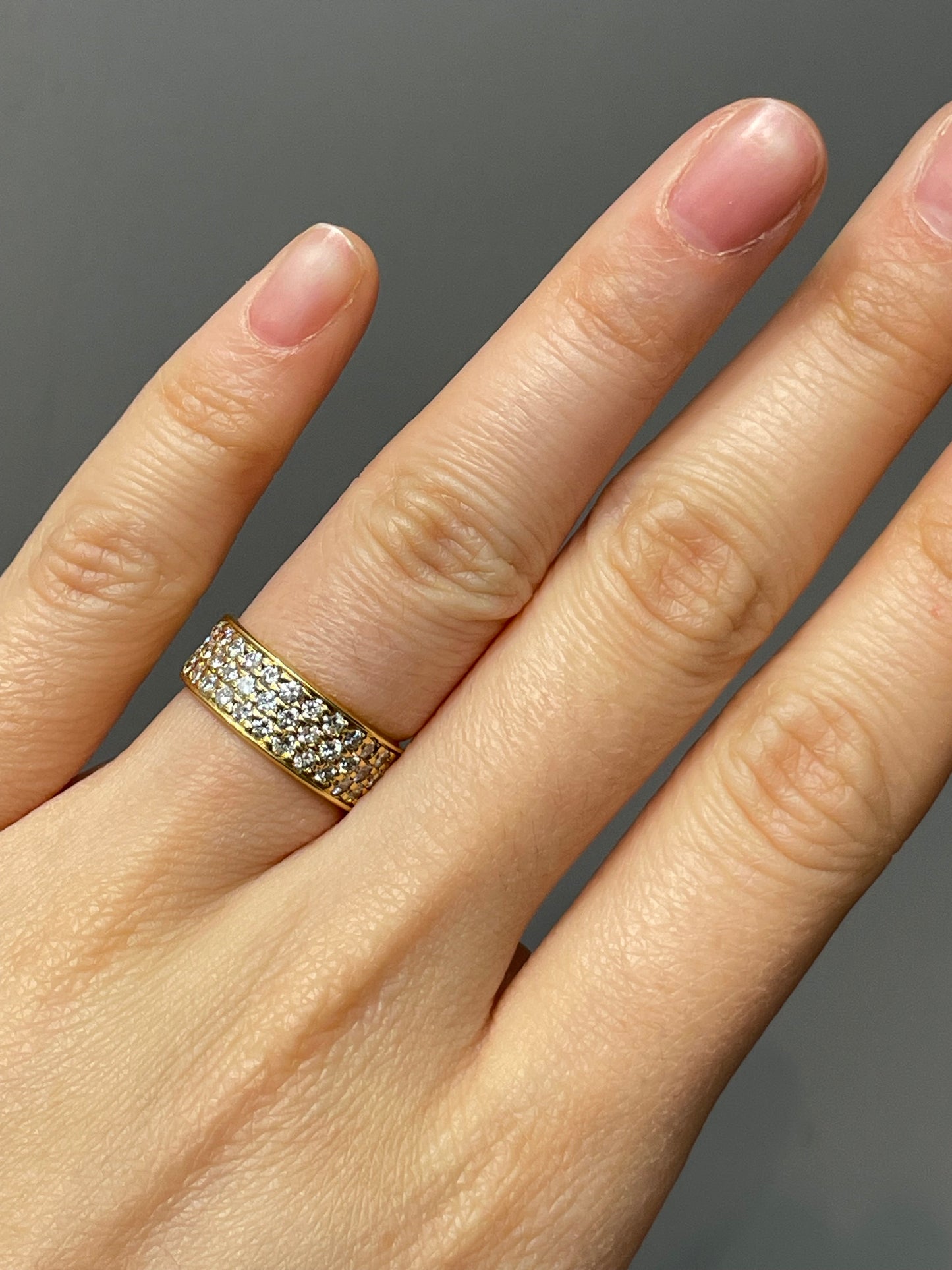 Vintage French 18K Gold 1.35 CTW Pave Set Diamond Ring