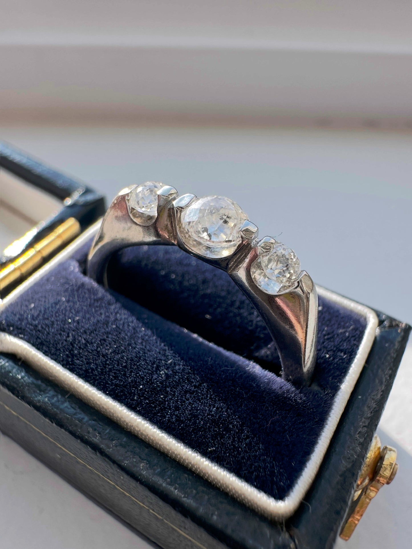 Vintage Platinum 0.55 CTW Three Stone Diamond Ring