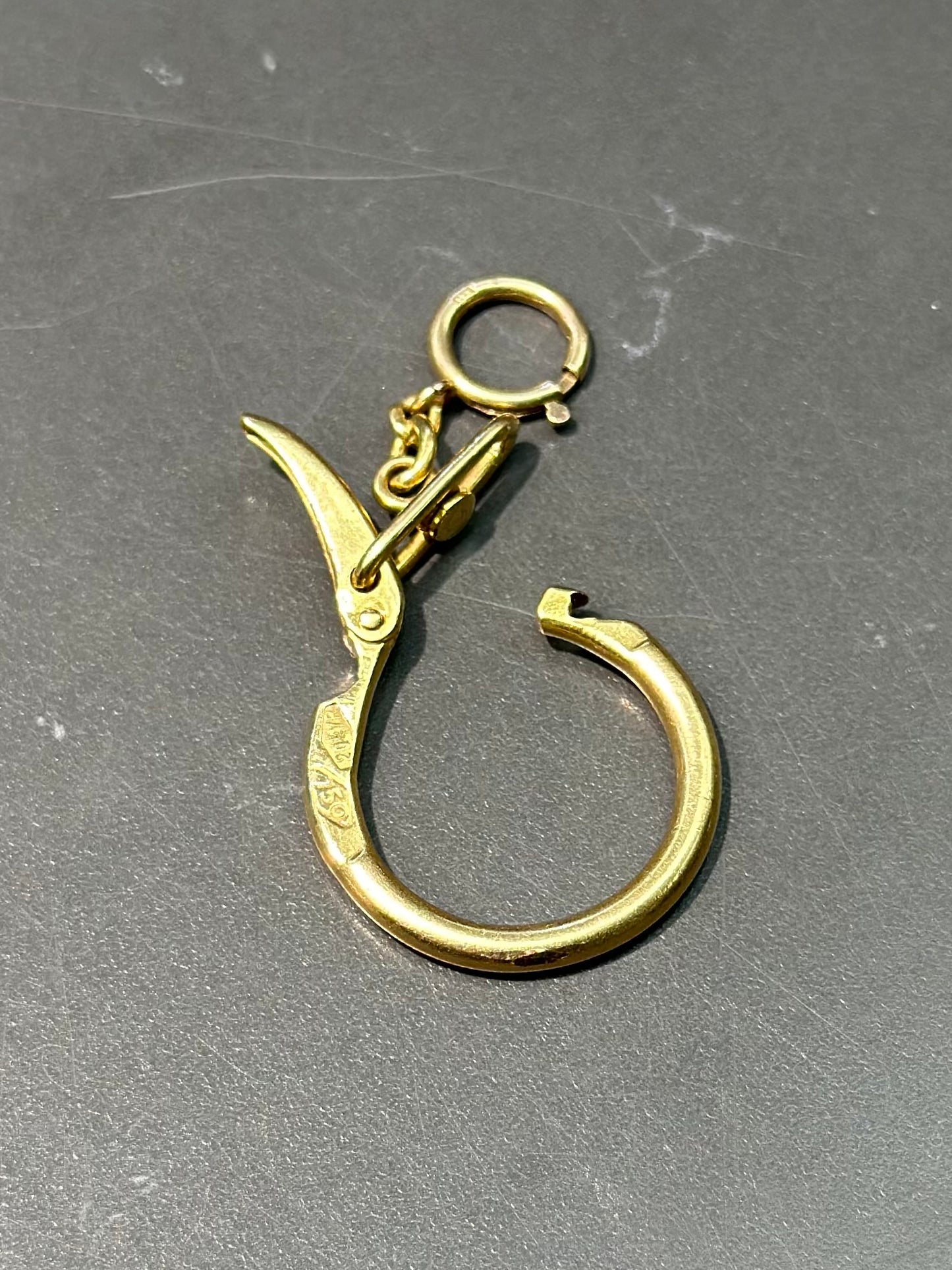 Vintage 18K Gold Carabiner Charm Holder