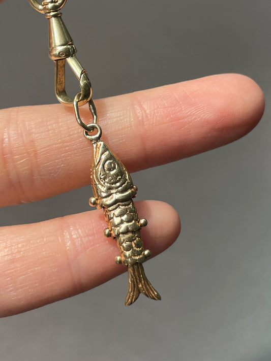 Vintage 14K Yellow Gold Articulating Fish Charm
