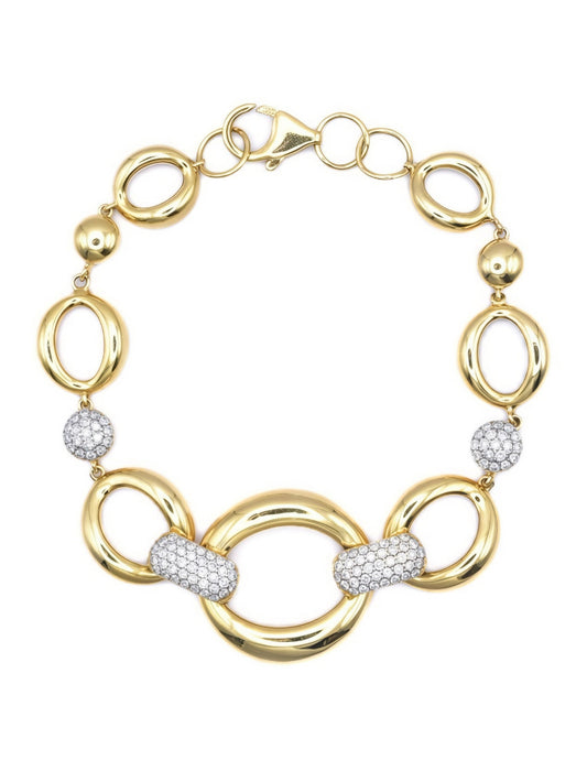 14K Yellow Gold 1.18 CTW Diamond Oval Link Bracelet