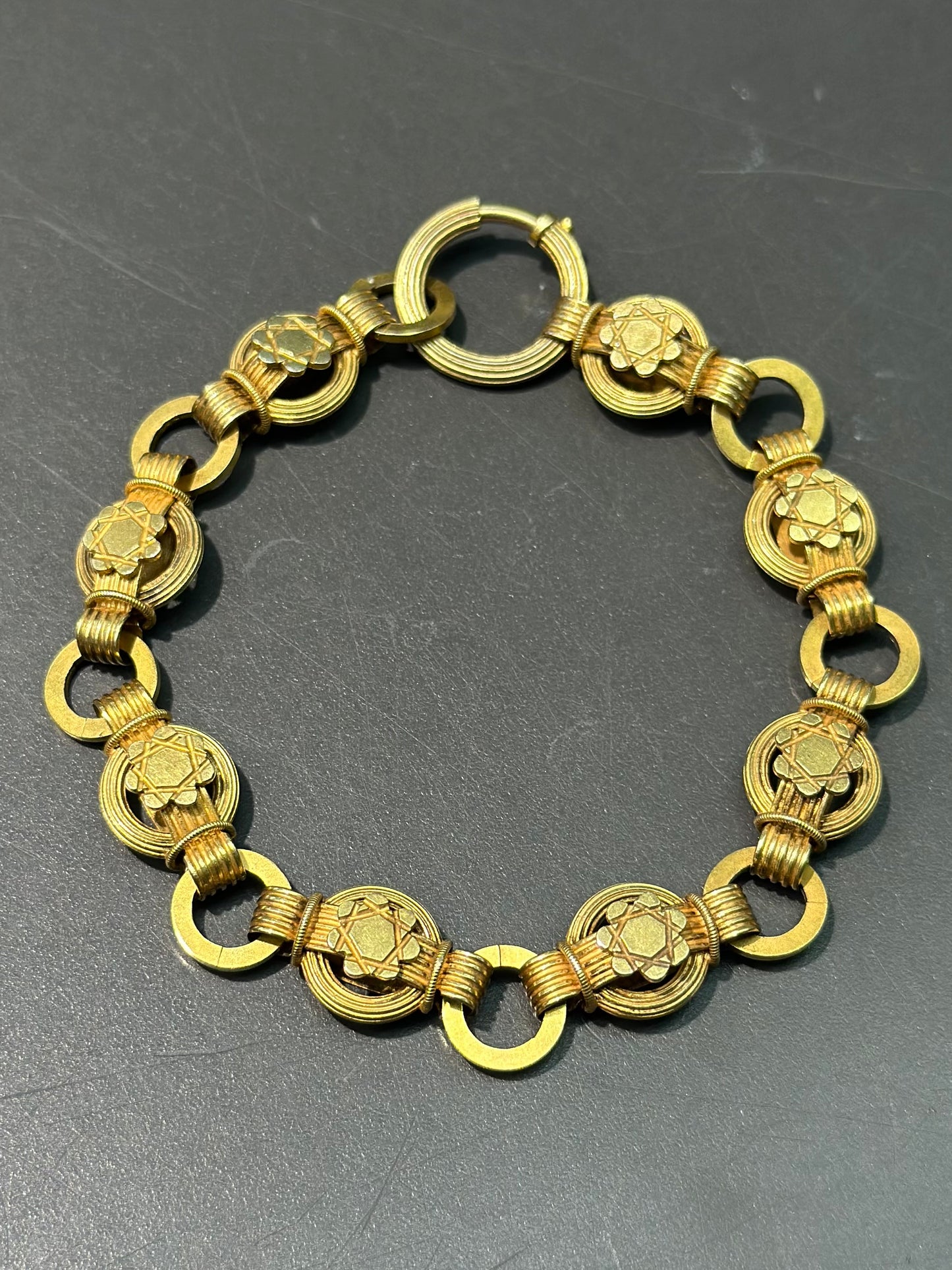 Victorian Etruscan Book Scroll Chain Link Bracelet